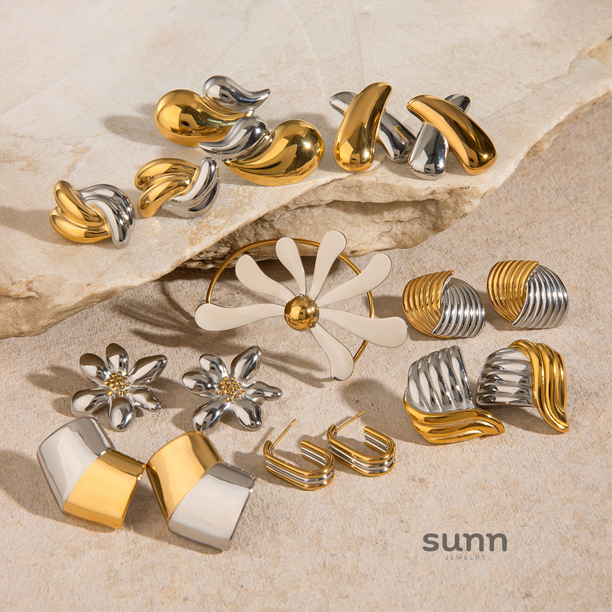 Mai Two-Tone Steel Earrings [ZQVRTNT6]