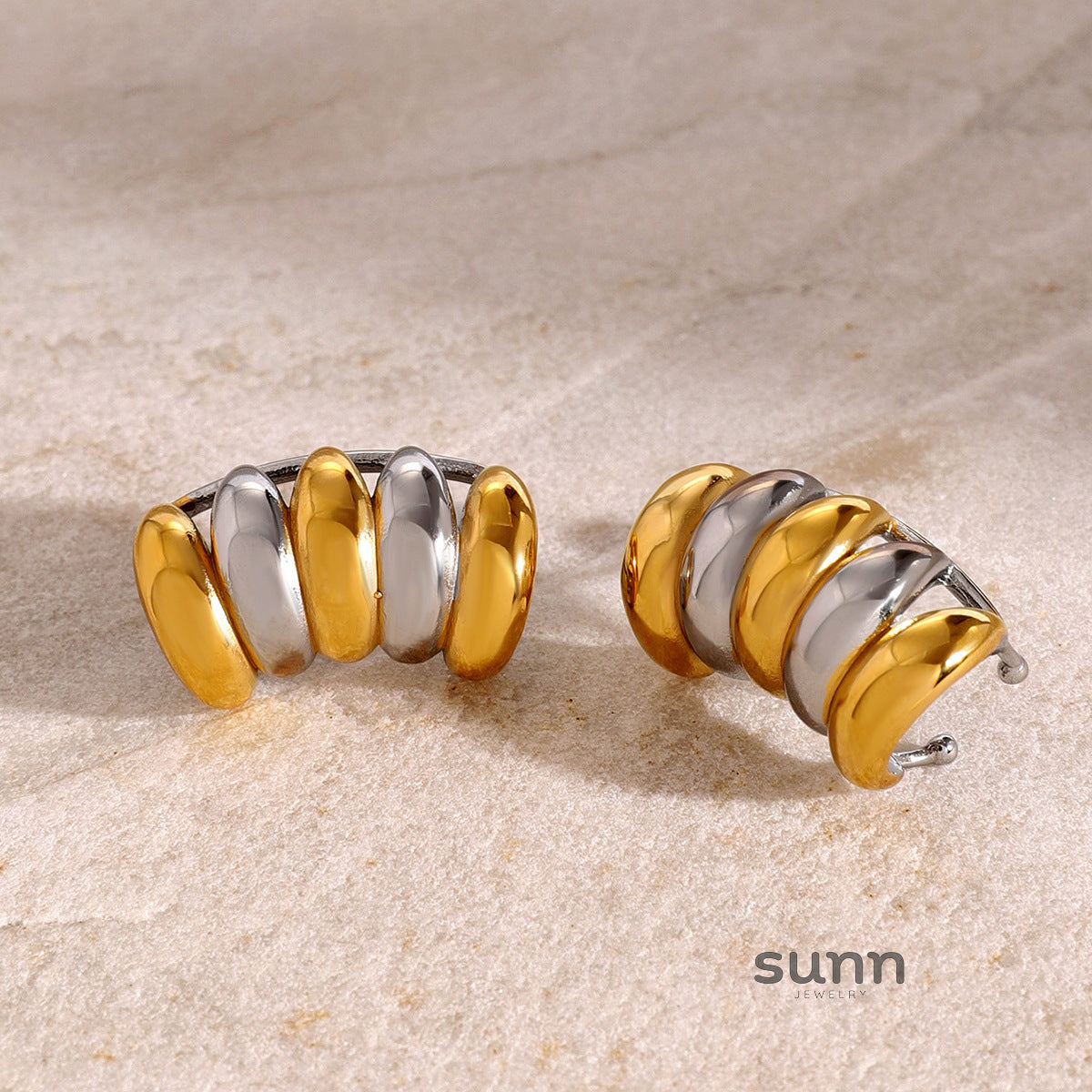 Mai Two-Tone Steel Earrings [IC8MD91Z]
