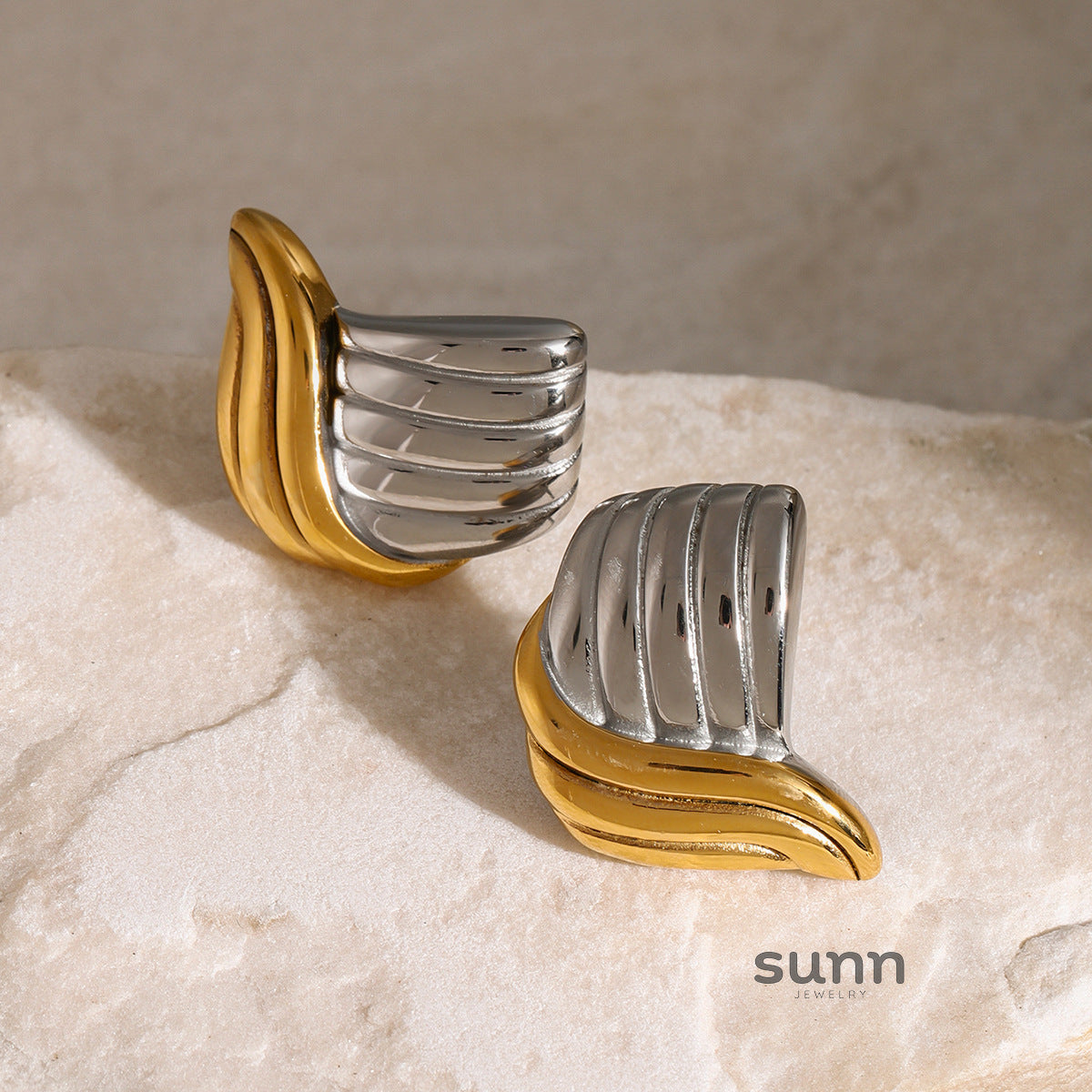 Mai Two-Tone Steel Earrings [T9TUG5LX]