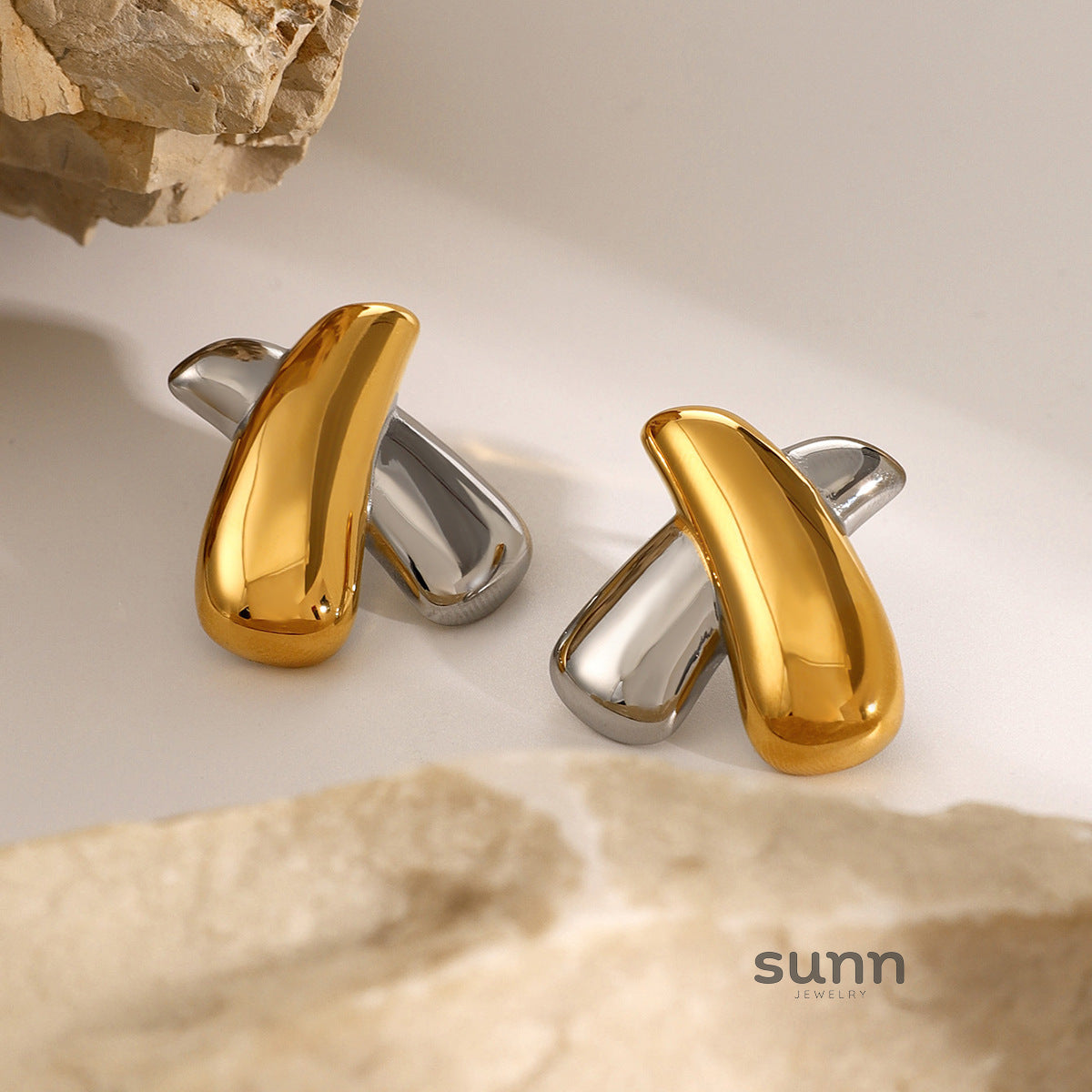 Mai Two-Tone Steel Earrings [NN5SSOP8]