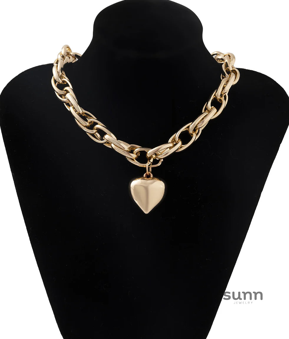 Mailyn Chunky Heart Cross Necklace