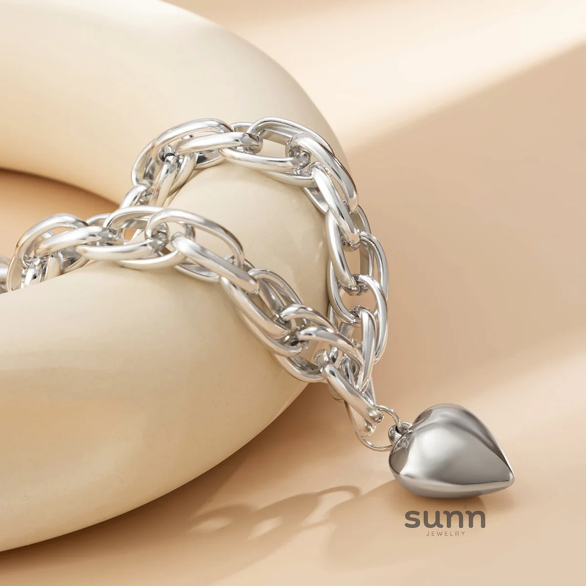 Mailyn Chunky Heart Cross Necklace