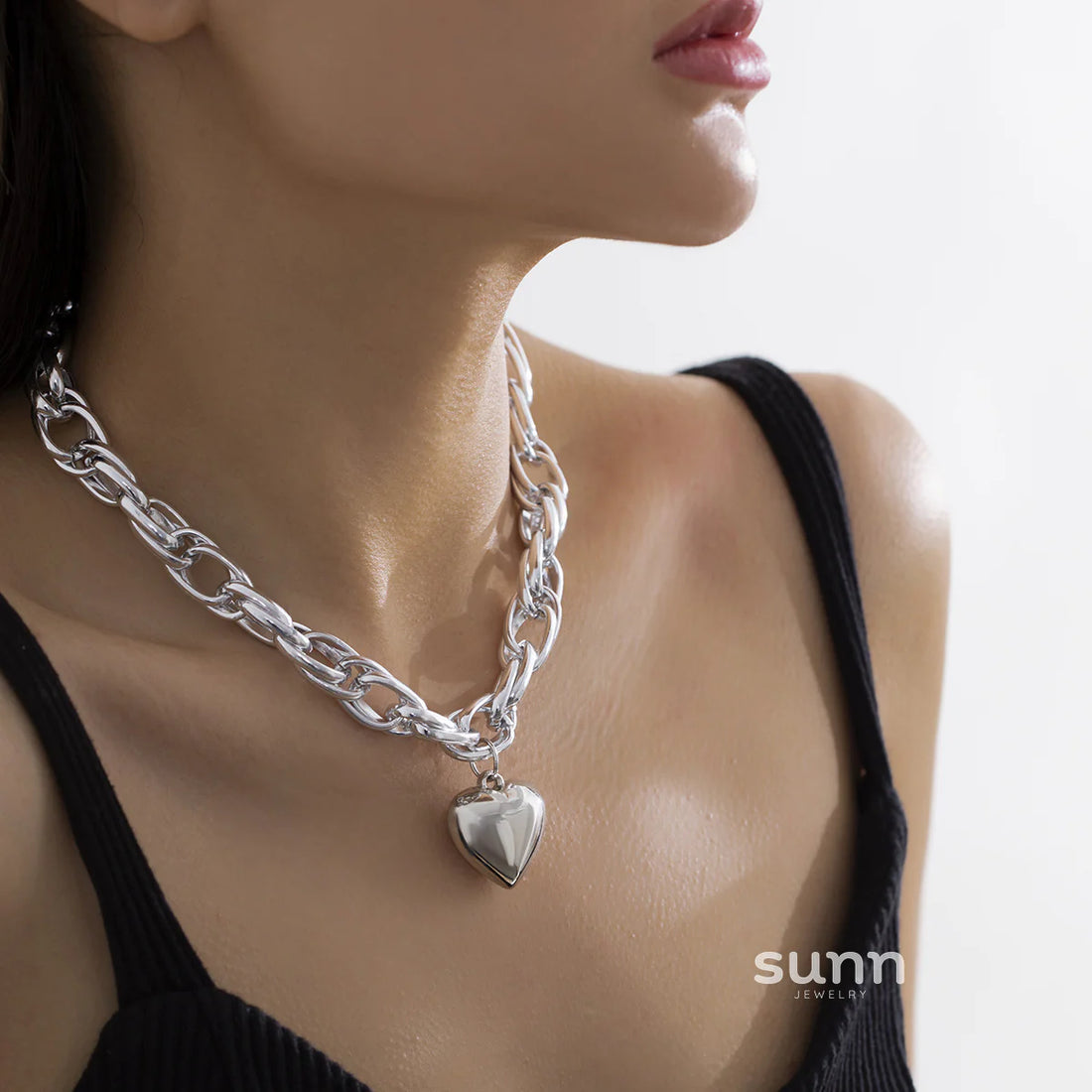Mailyn Chunky Heart Cross Necklace