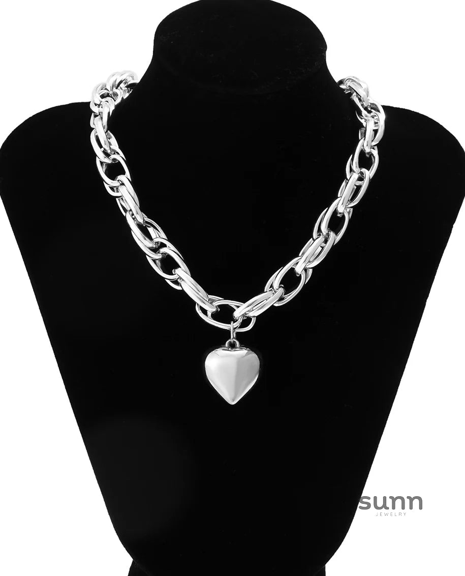 Mailyn Chunky Heart Cross Necklace