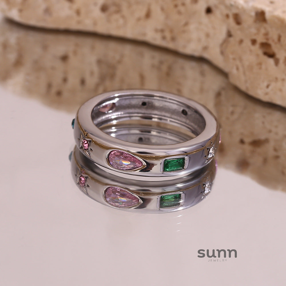 Maja Geometric Zircon Ring [2LTJNF77]