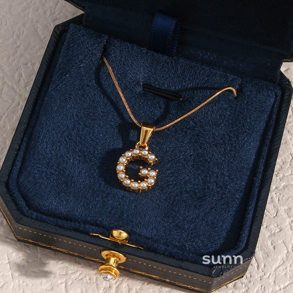 Makiah Letter Pearl Necklace [PWI0WPAN]