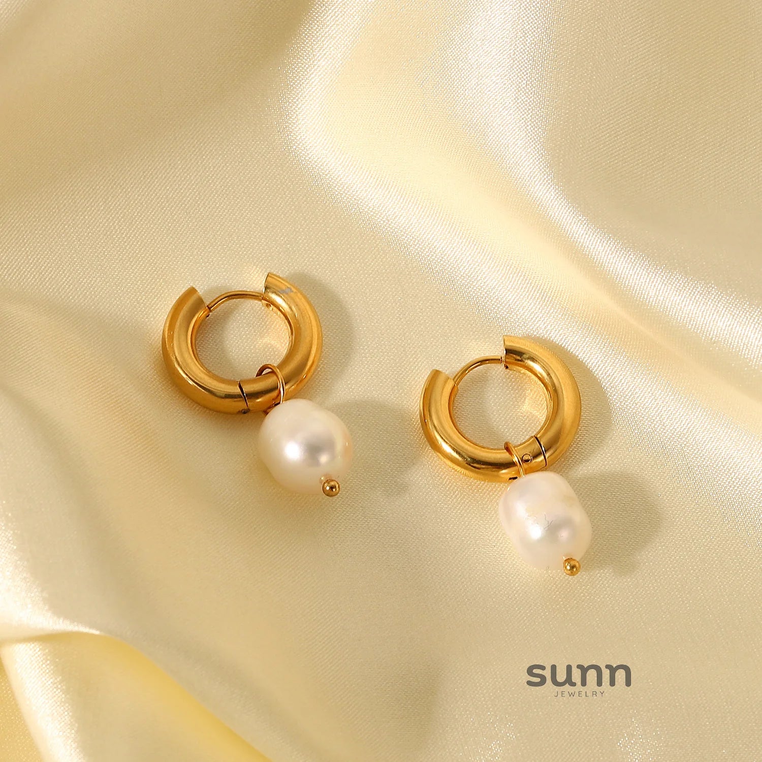 Makinley Pearl Drop Hoop Earrings