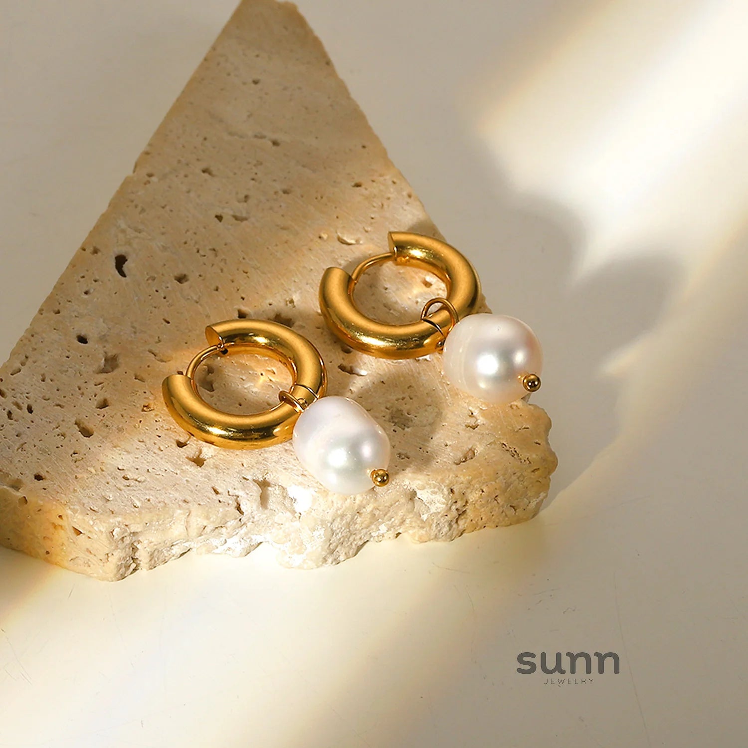 Makinley Pearl Drop Hoop Earrings