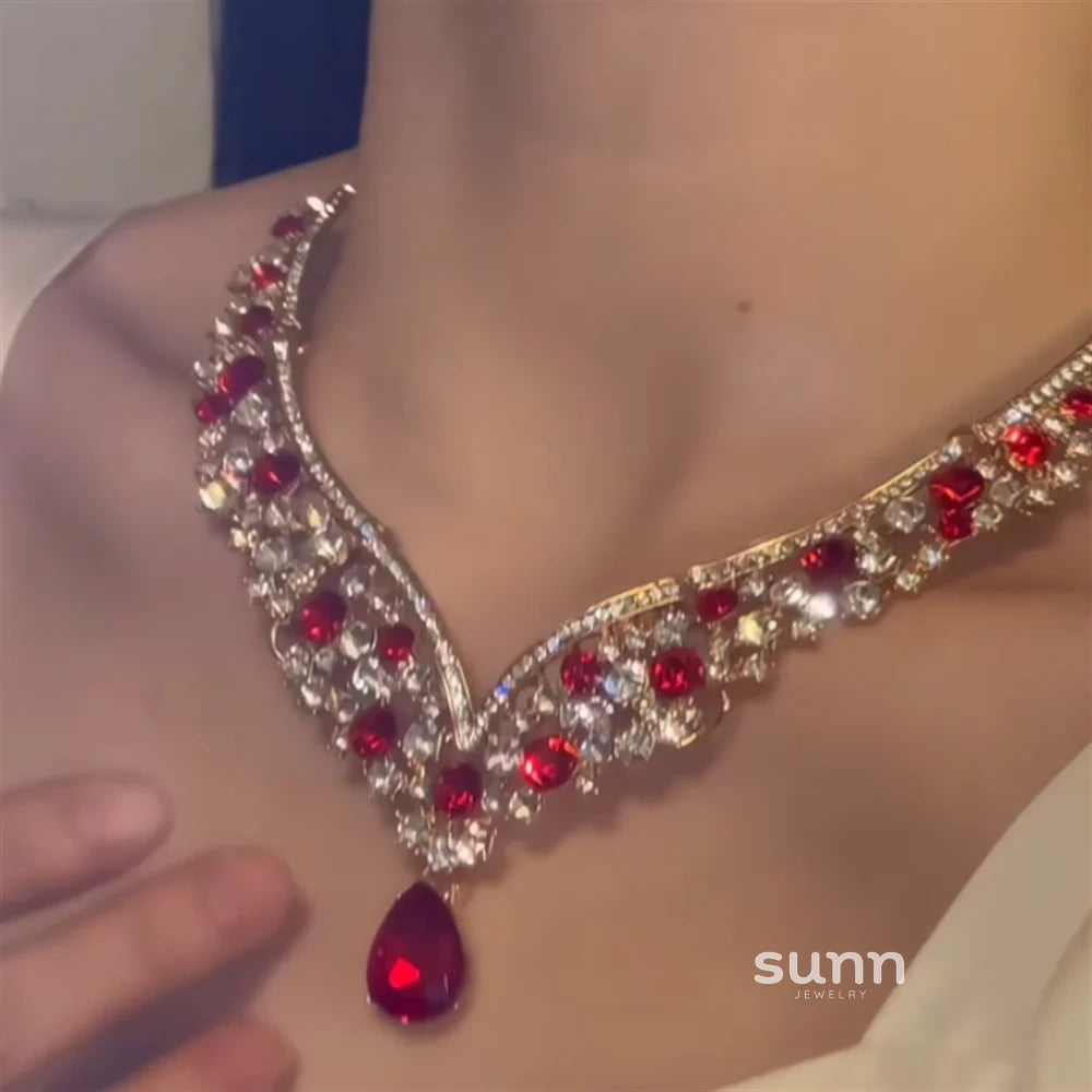 Makinley Red Rhinestone Drop Set