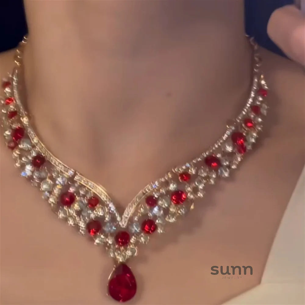 Makinley Red Rhinestone Drop Set