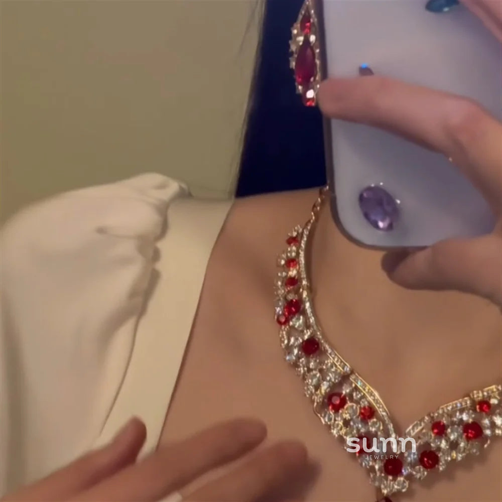 Makinley Red Rhinestone Drop Set