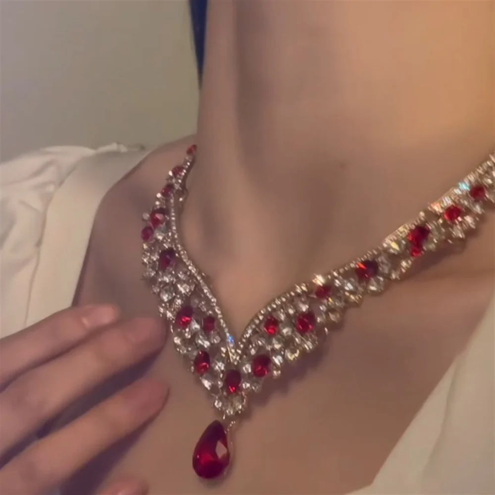 Makinley Red Rhinestone Drop Set