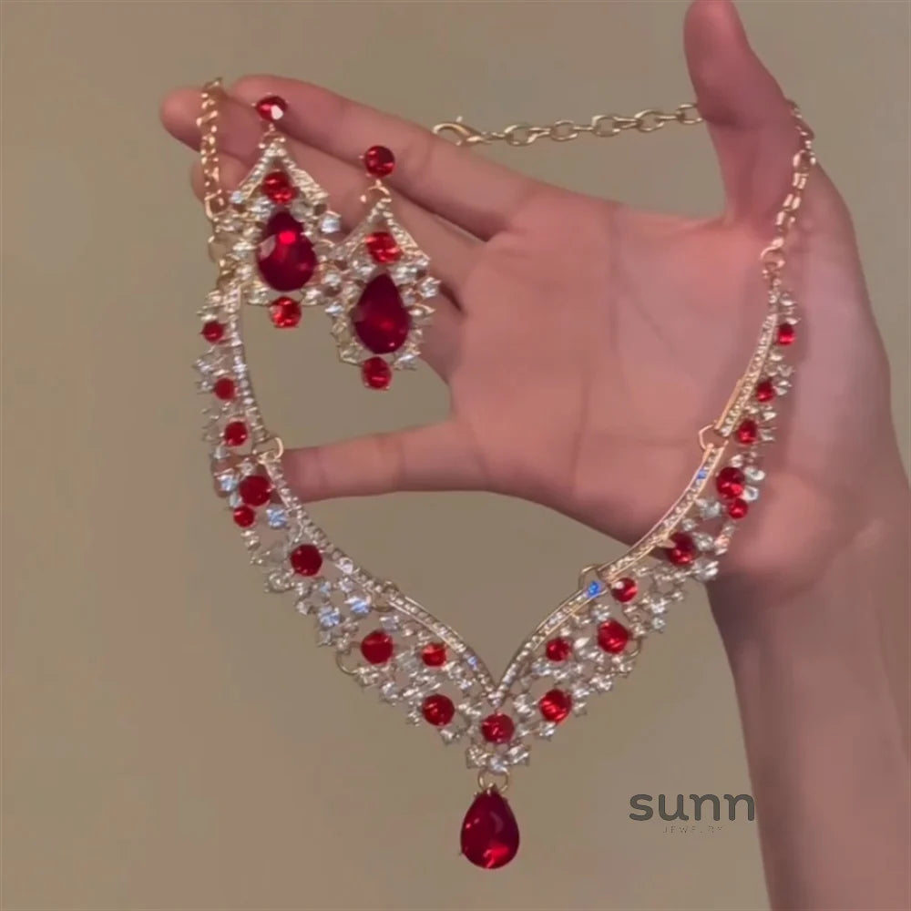 Makinley Red Rhinestone Drop Set