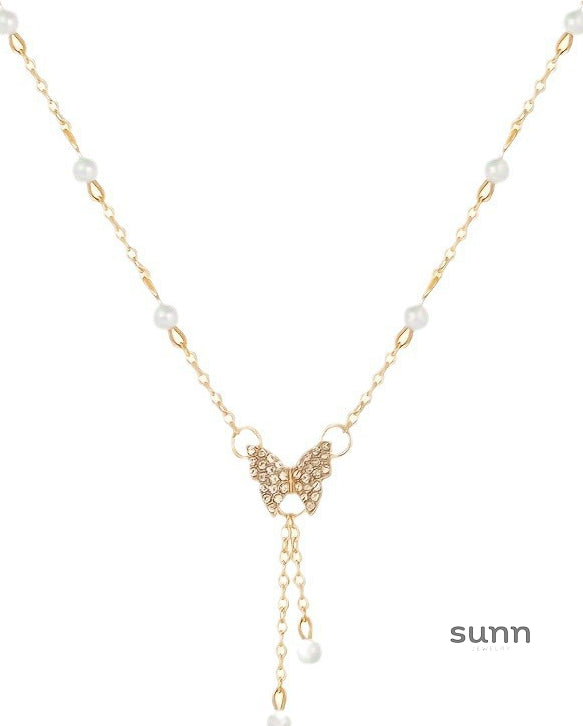 Malayah Butterfly Pearl Necklace [XR2SSOCU]
