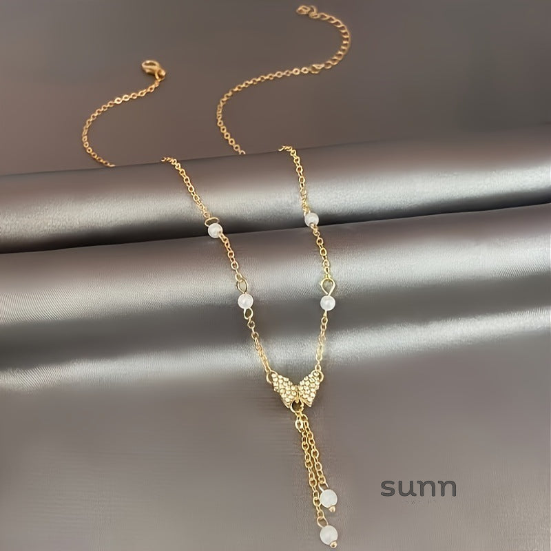 Malayah Butterfly Pearl Necklace [BH6QQM5K]