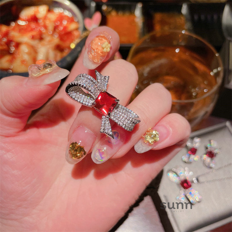 Malayah Crimson Bow Jewelry [GDA0G0OV]