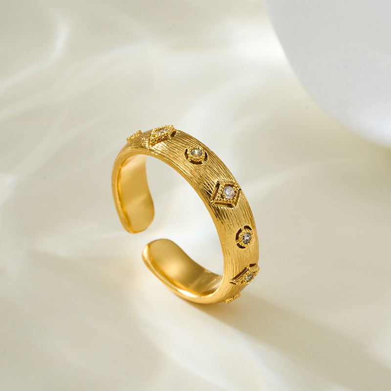 Malea Brushed Zircon Open Ring [AERCGU6O]