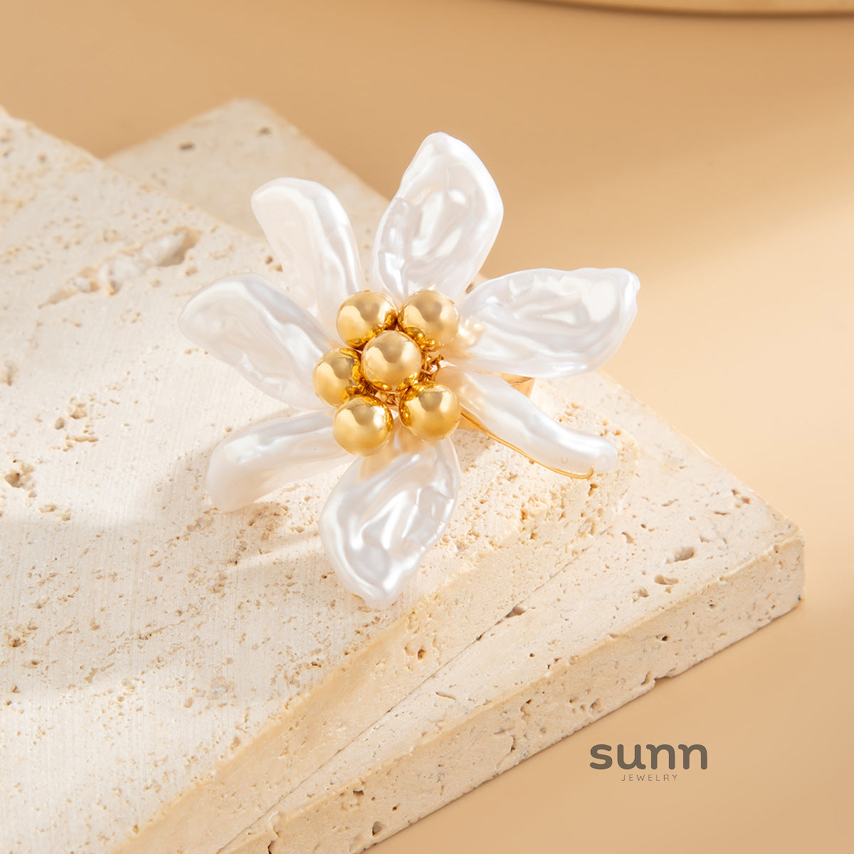 Malika Baroque Pearl Camellia Ring [0H5ZEZN0]