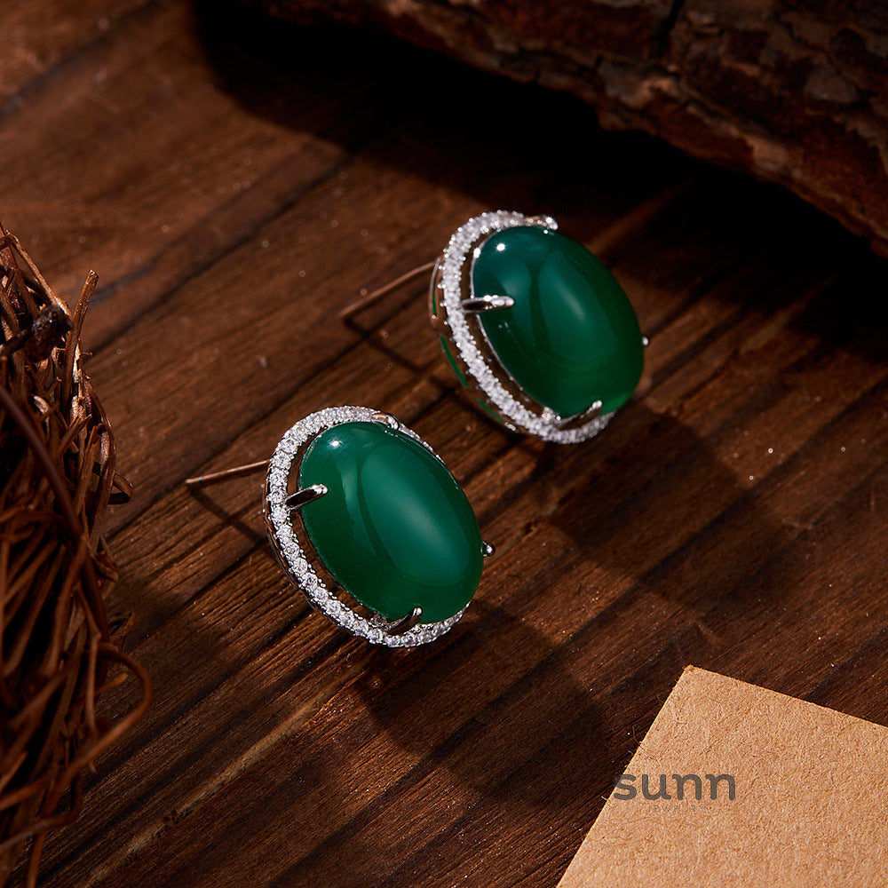 Malika Emerald Oval Earrings [3ZPOEB7Y]