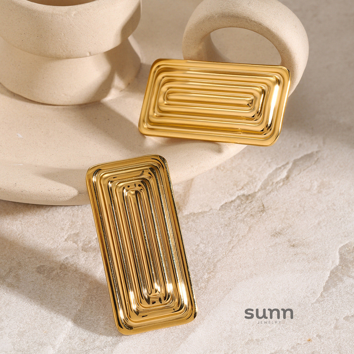Malinda Geometric Link Earrings [O2Z5XSTR]