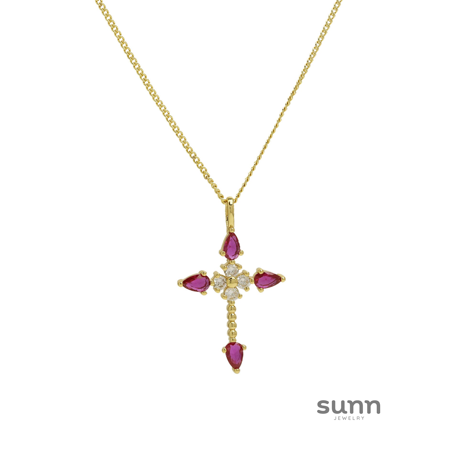 Malinda Zircon Cross Necklace [PDKYMATE]