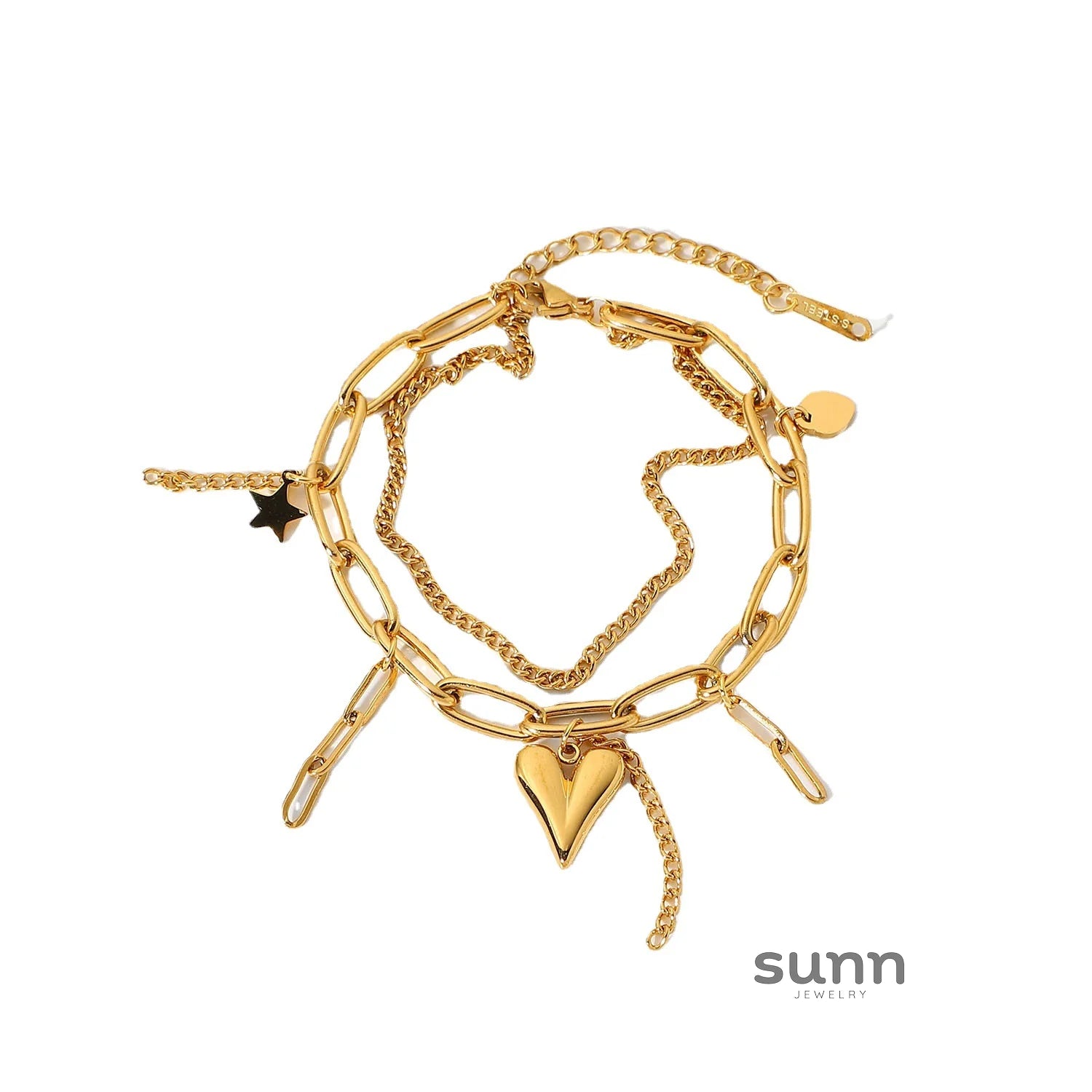 Maliyah Heart Star Double-Layer Bracelet