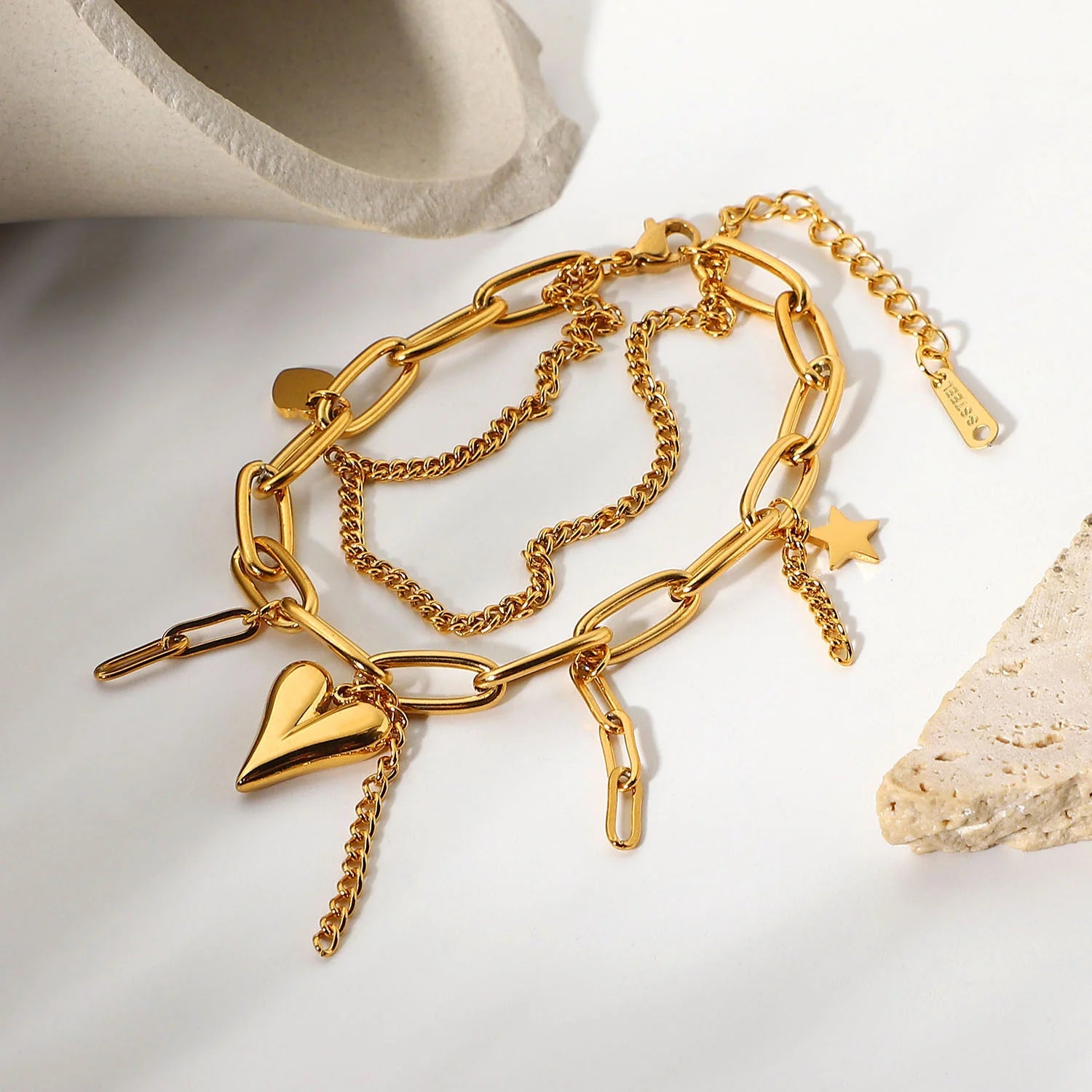 Maliyah Heart Star Double-Layer Bracelet