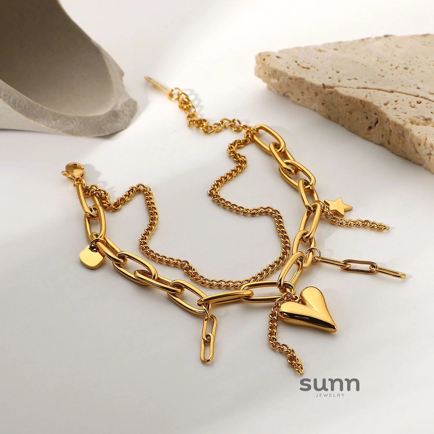 Maliyah Heart Star Double-Layer Bracelet