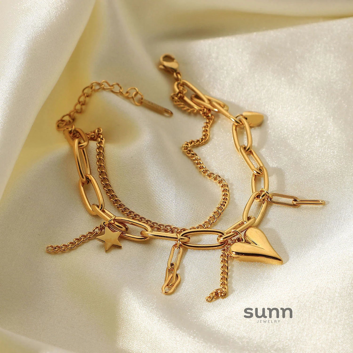 Maliyah Heart Star Double-Layer Bracelet