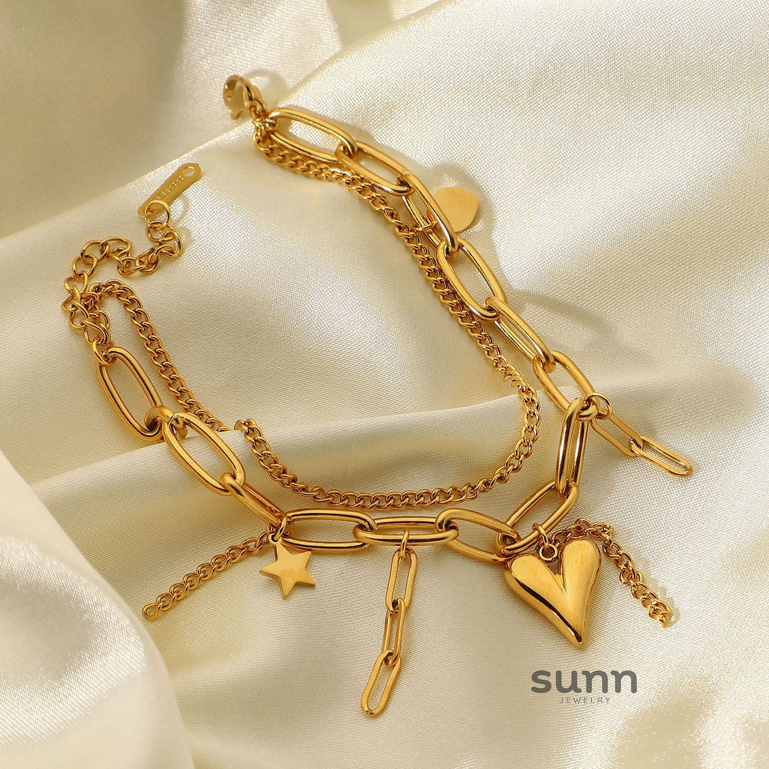 Maliyah Heart Star Double-Layer Bracelet