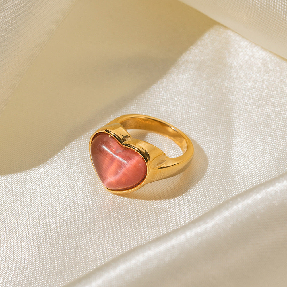 Mallory Gold Pink Heart Ring [P980NYYR]