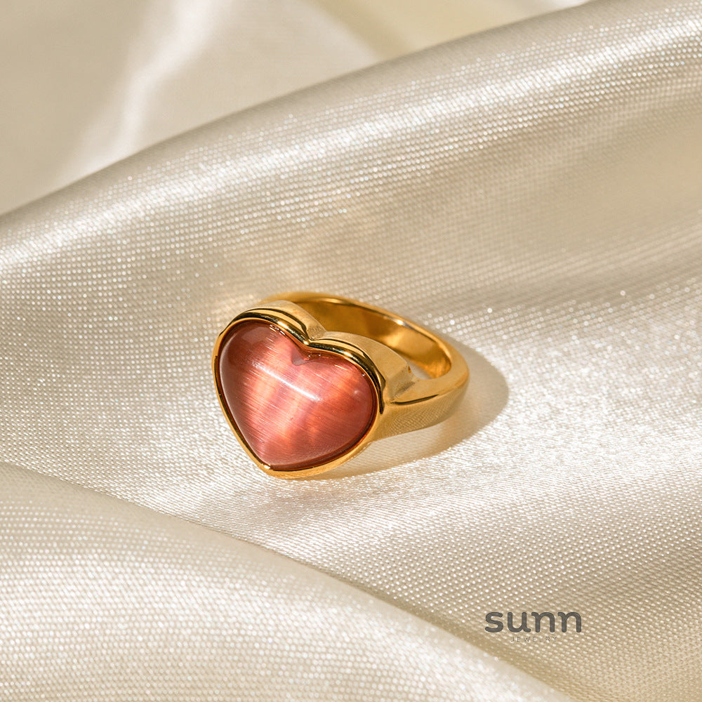 Mallory Gold Pink Heart Ring [RR0M96SI]