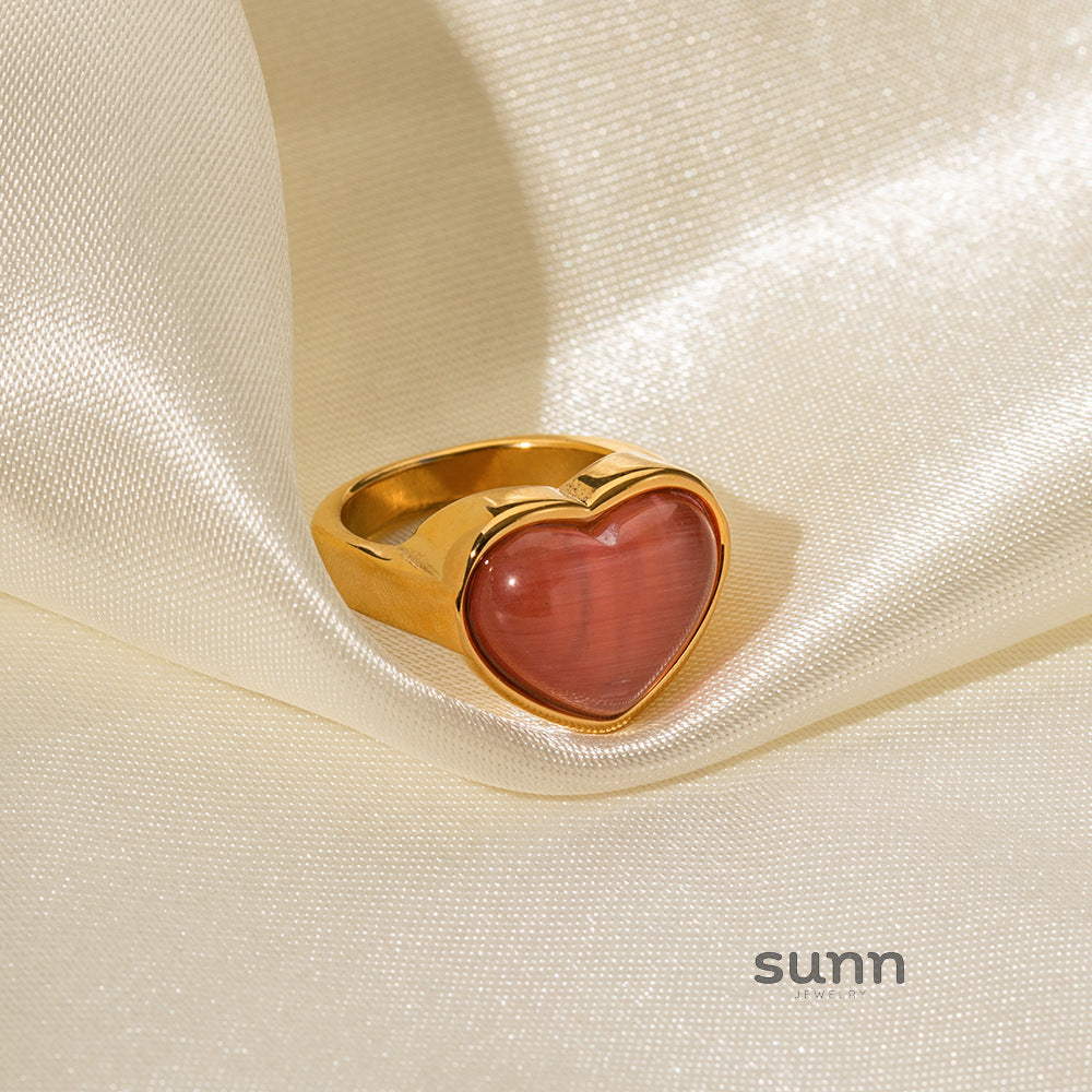 Mallory Gold Pink Heart Ring [P980NYYR]