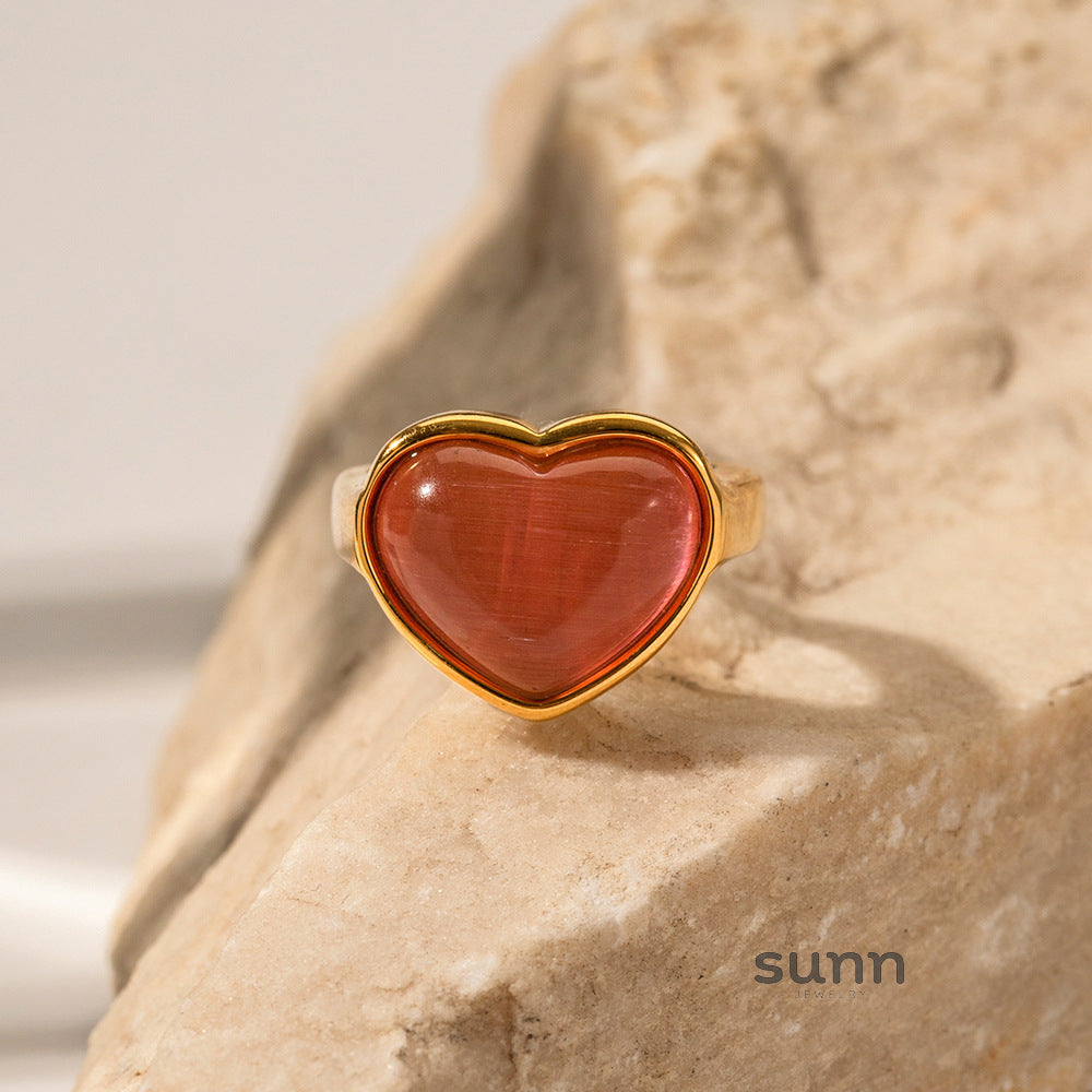 Mallory Gold Pink Heart Ring [0RLVAX3K]
