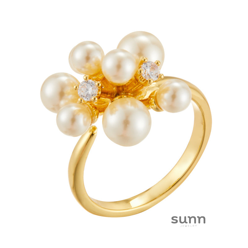 Mamie Delicate Pearl Flower Ring [L93TN3MF]