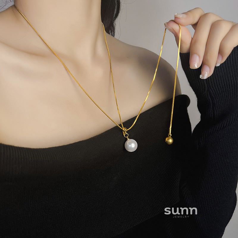Manal Adjustable Pearl Heart Necklace [8EDZUNBS]