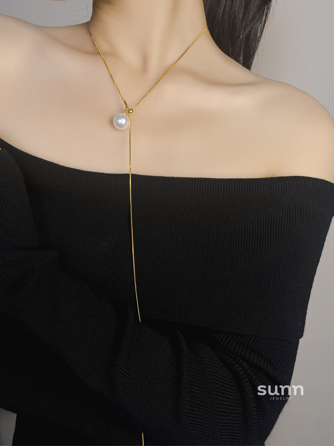 Manal Adjustable Pearl Heart Necklace [TBP2LDTG]