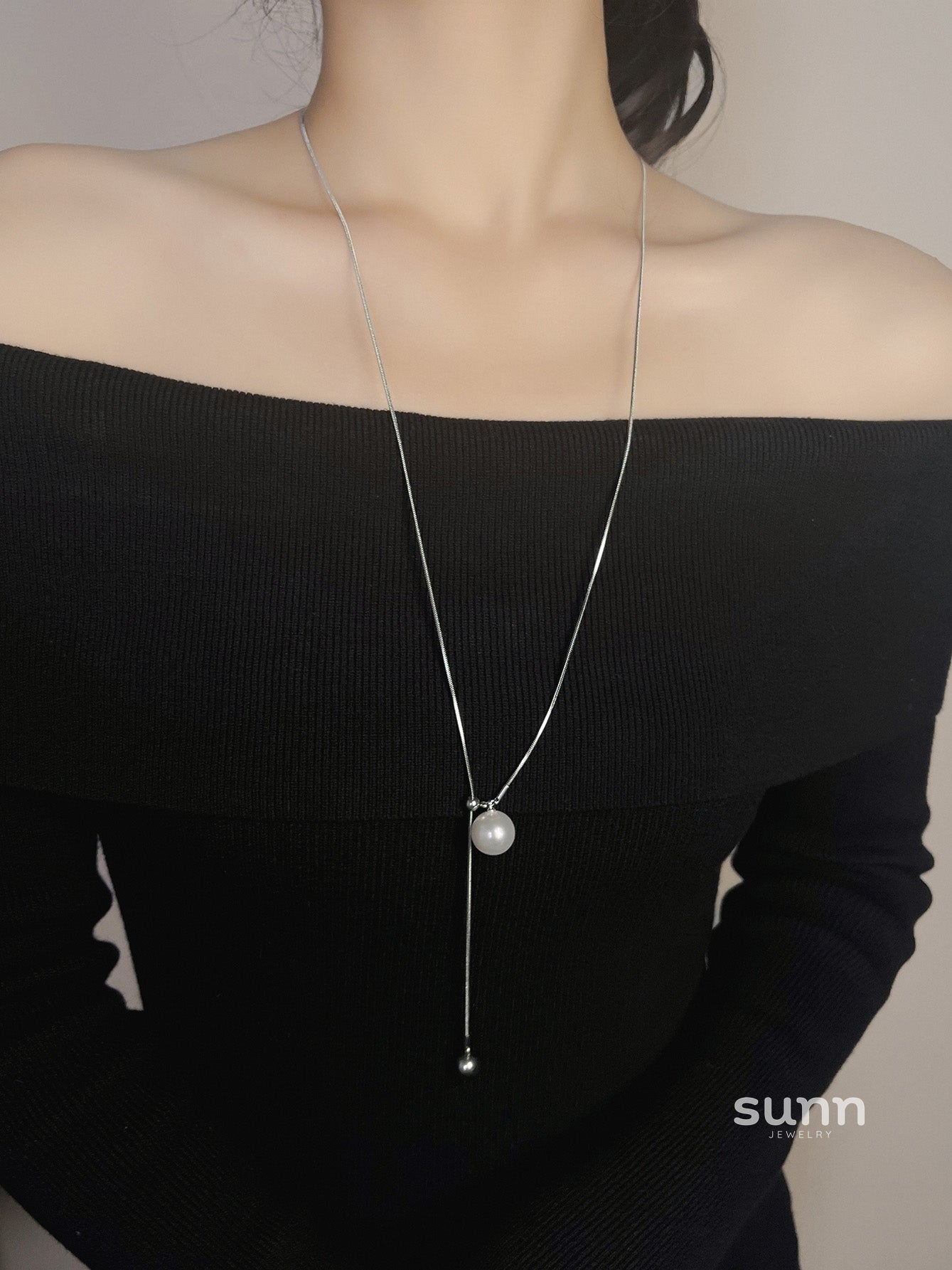 Manal Adjustable Pearl Heart Necklace [14AAHRPJ]