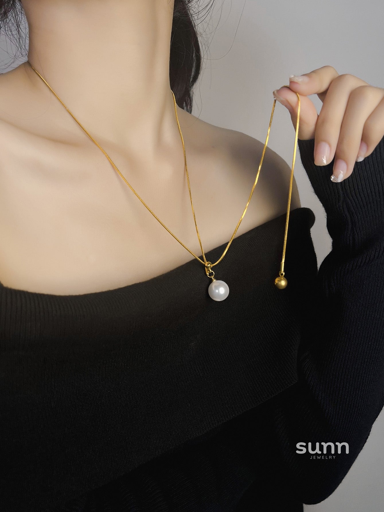 Manal Adjustable Pearl Heart Necklace [Z5YRE2MZ]