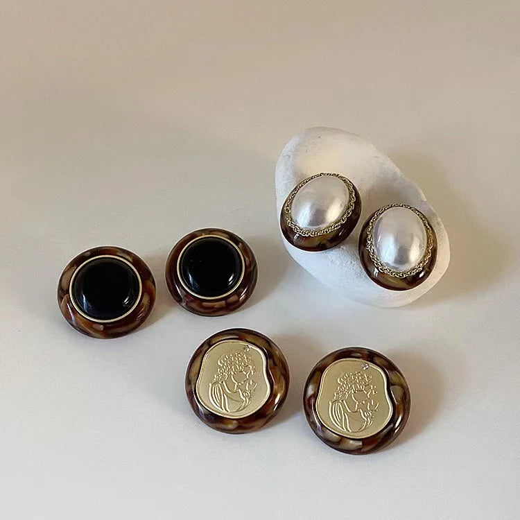 Marci Vintage Button Earrings