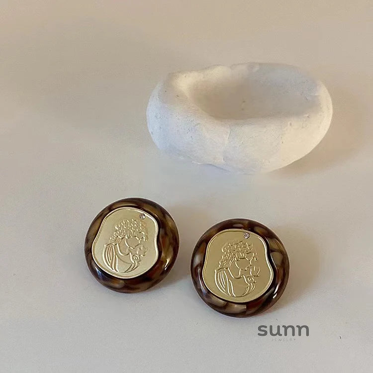 Marci Vintage Button Earrings