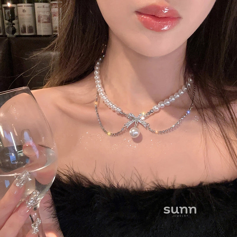 Margaret Double Bow Necklace [7CD2FCE5]