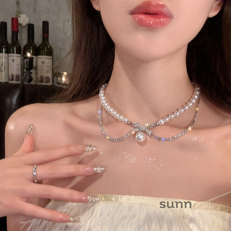 Margaret Double Bow Necklace [1LDDDU3Z]