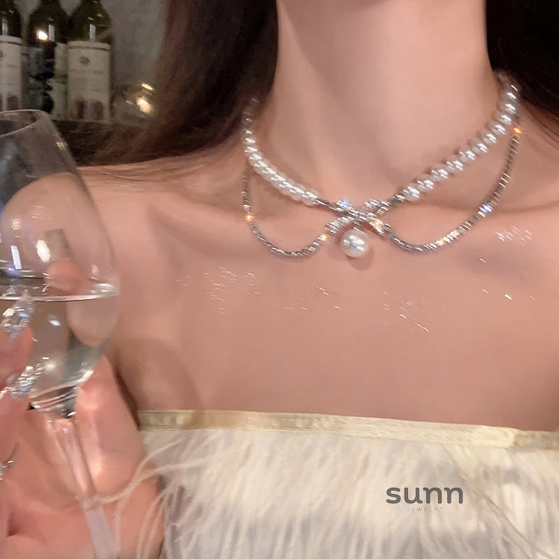 Margaret Double Bow Necklace [LWWCV2RZ]