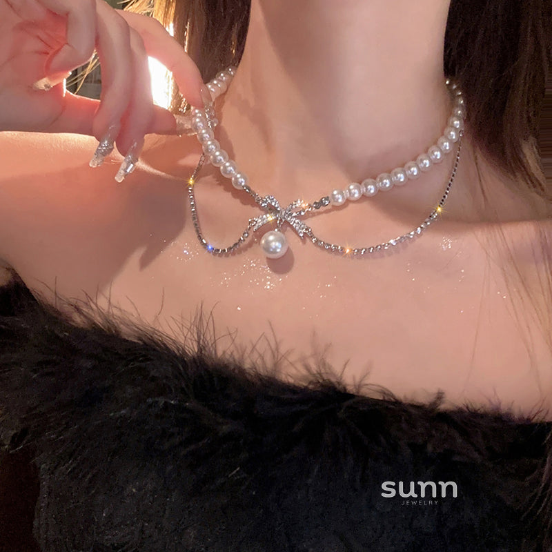 Margaret Double Bow Necklace [NMOYMEFA]