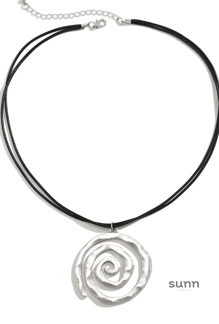 Marguerite Spiral Pendant Cord Necklace