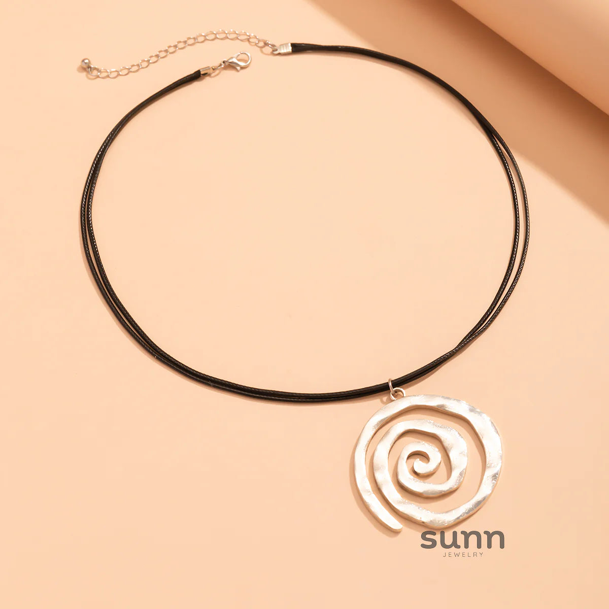Marguerite Spiral Pendant Cord Necklace