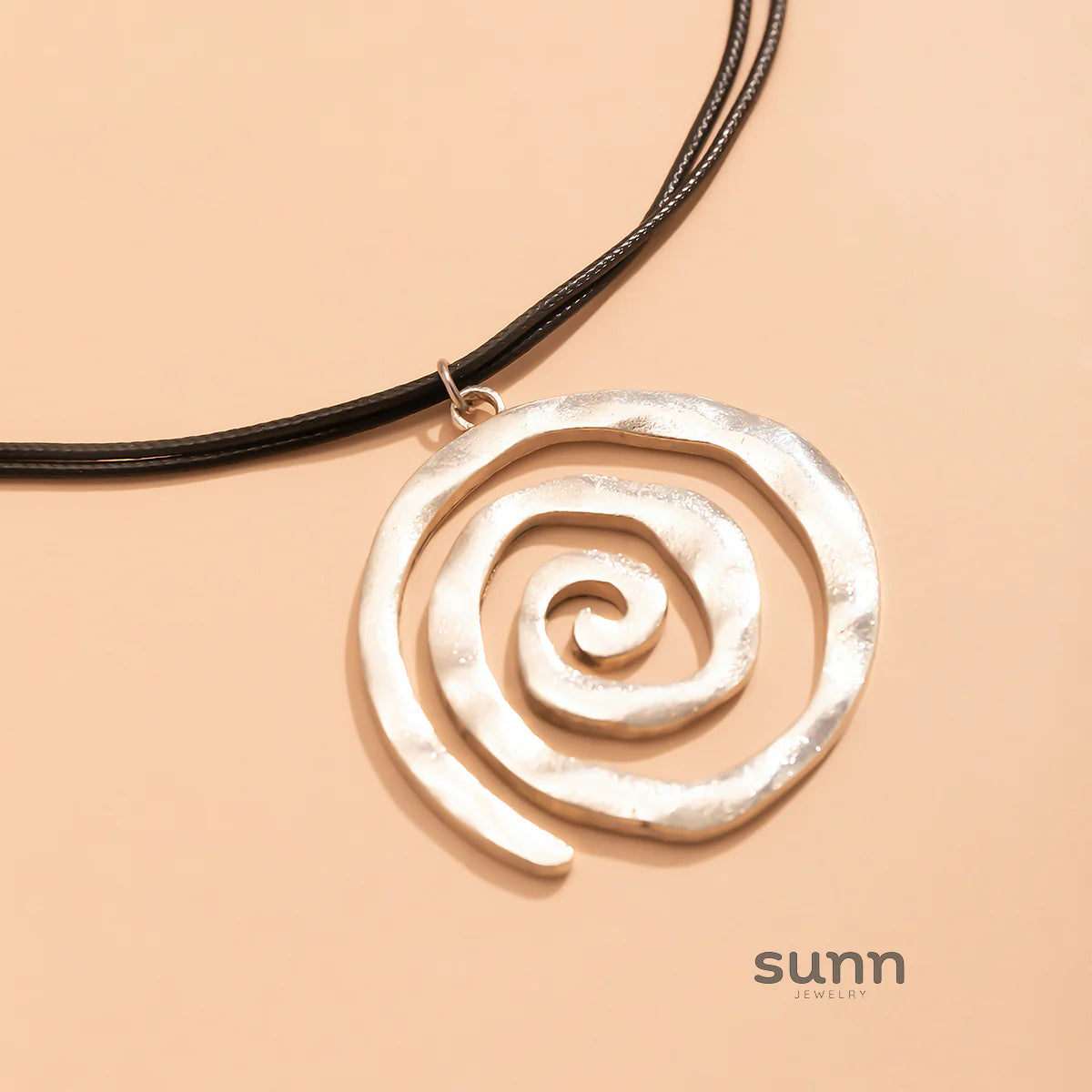 Marguerite Spiral Pendant Cord Necklace