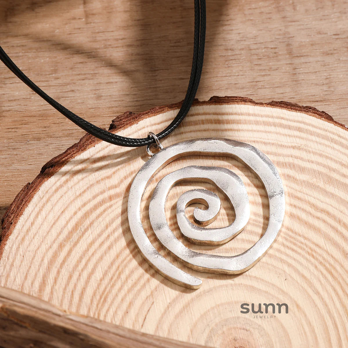 Marguerite Spiral Pendant Cord Necklace
