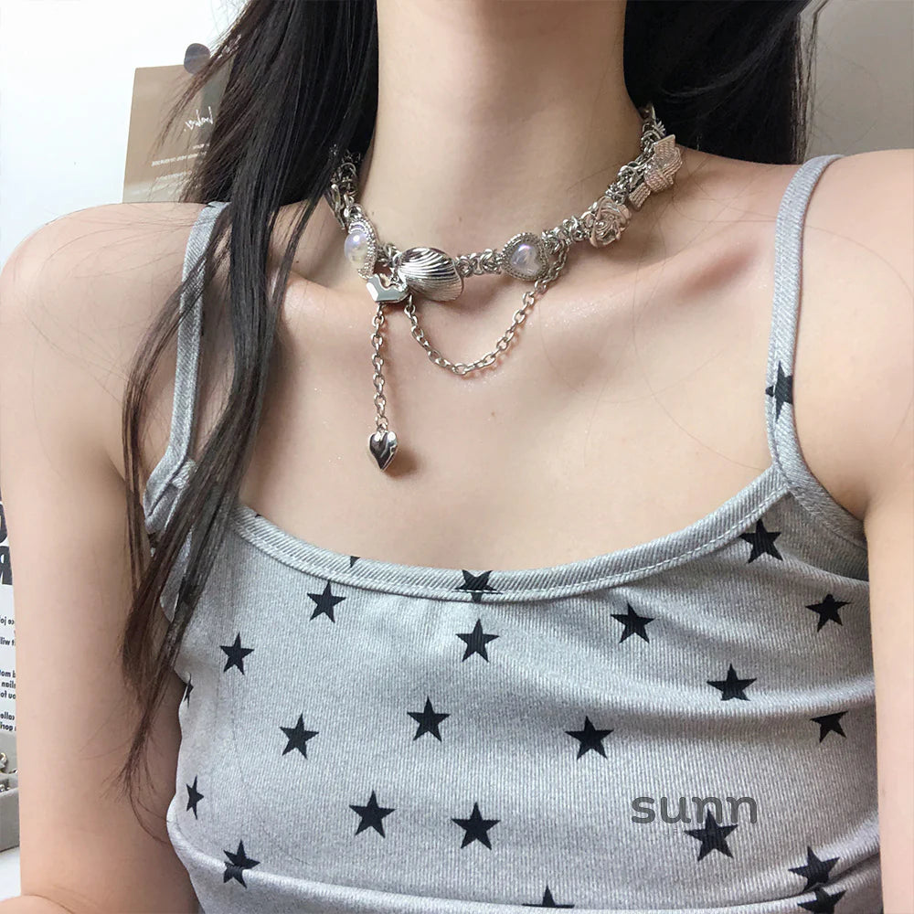 Mariamawit Layered Pearl Heart Necklace
